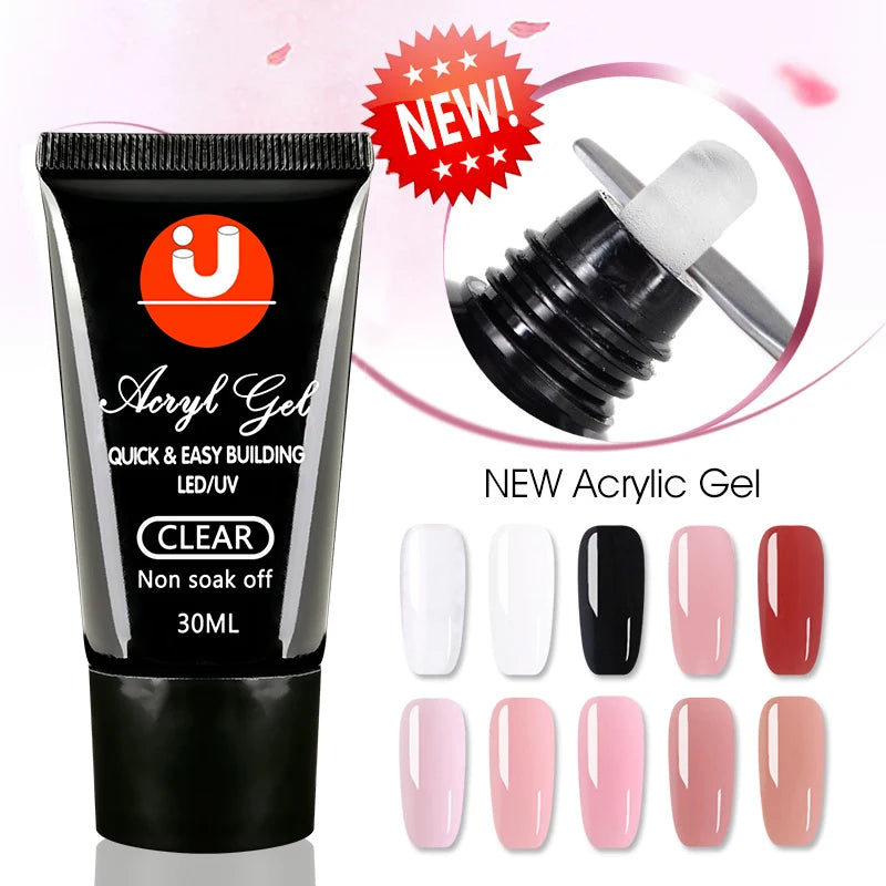 Latest Acryl Gel 30g Poly Nail Gel Semi-permanent Gel for Extension Polygels Acrylic Gel Nail Polish Manicure Builder uv Gellac