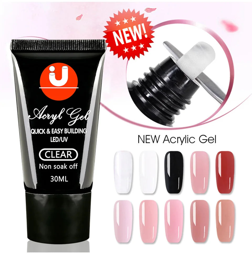 Latest Acryl Gel 30g Poly Nail Gel Semi-permanent Gel for Extension Polygels Acrylic Gel Nail Polish Manicure Builder uv Gellac