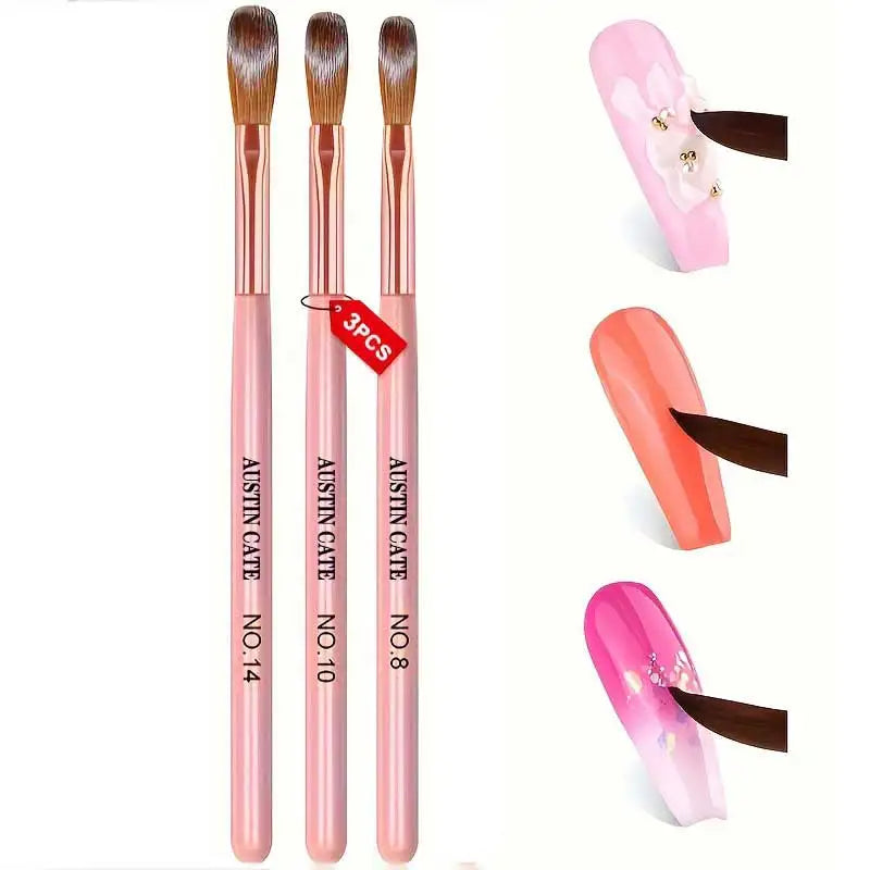 3Pcs Acrylic Nail Brush Set 