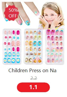 Children Press on Nails,24 Pcs Fake Nails Tips for Kids Acrylic Nails Pre-glue Full Cover Short False Nails Cute Fingernails