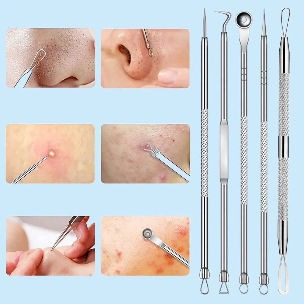 1/3/5/8Pcs Blackhead Removal Acne Clip Tweezers Beauty Face Health Salon Ultra-fine Pimples Needles Deep Cleaner Tatoo Supplies