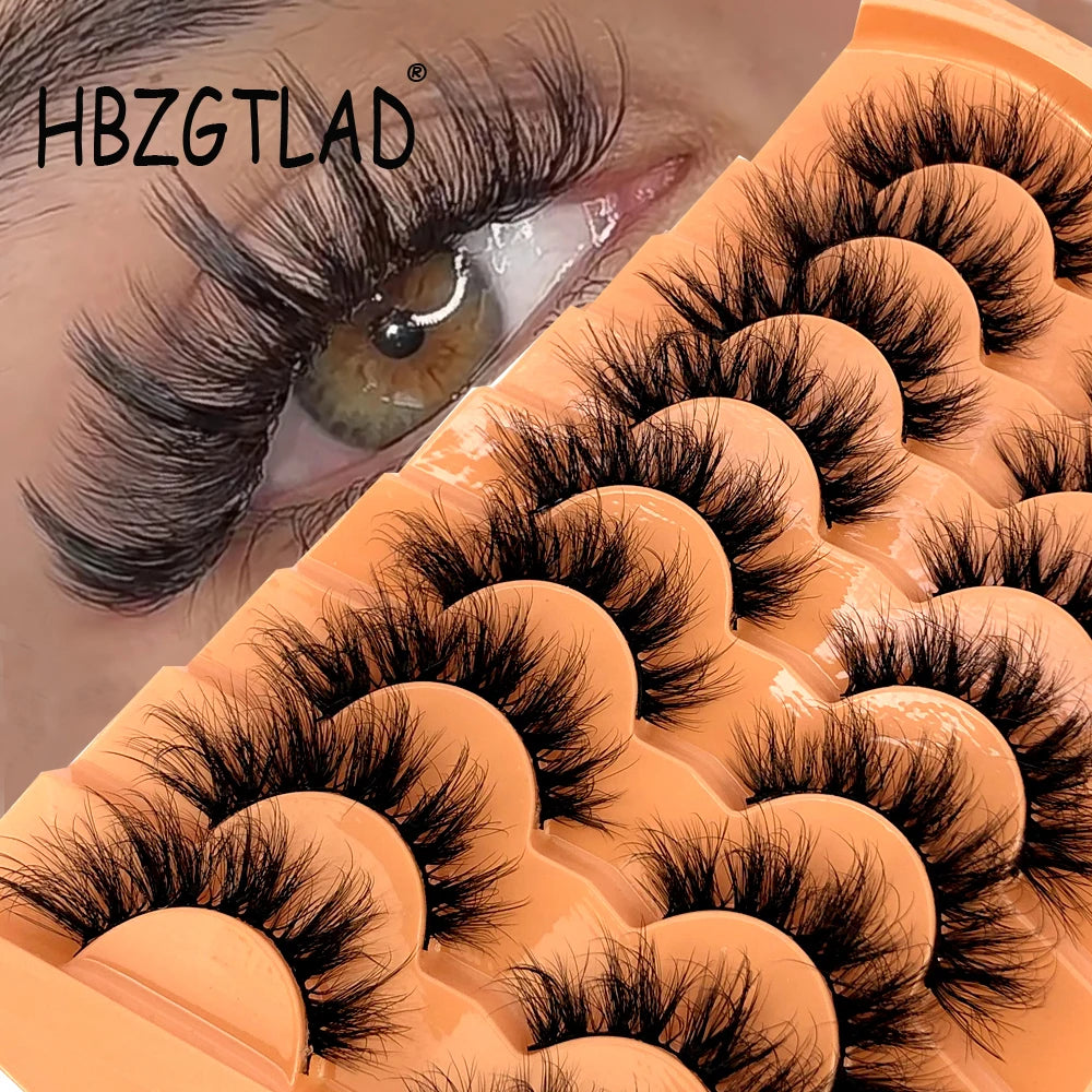 Mink Lashes Fluffy Cat Eye Lashes Wispy 6D Volume False Eyelashes that Look Like Extensions Thick Soft Curly Fake Lashes 9 Pairs