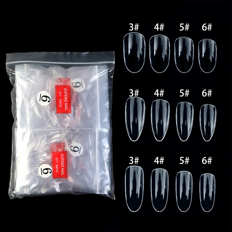 500pcs/pack Practice False Nails Single Size 3 4 5 6 Clear Natural Color Fake Nail Water Drop Nail Tips